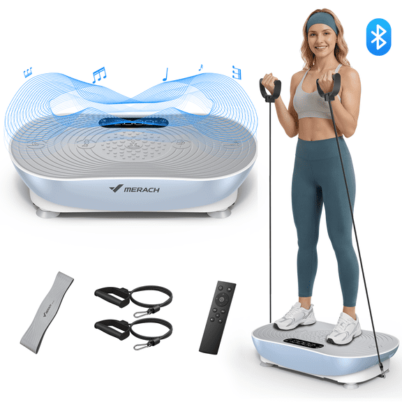 MERACH Vibration Plate Exercise Machine with LED Touch Screen, 99 Speed Levels, Bluetooth & Resistance Bands, Full Body Workout Platform for Home Fitness Training