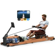 MERACH Water Rowing Machines for Home, Foldable Row Machine with 400LBS Weight Capacity, Dedicated Monitor and Comfortable Seat, Free MERACH App for Immersive Water Rower