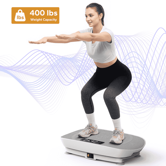 MERACH 400lb Vibrating Plate Muscle Toner Resistance Band Whole Body Vibration Exercise Equipment Machine with Remote Control Home Gym