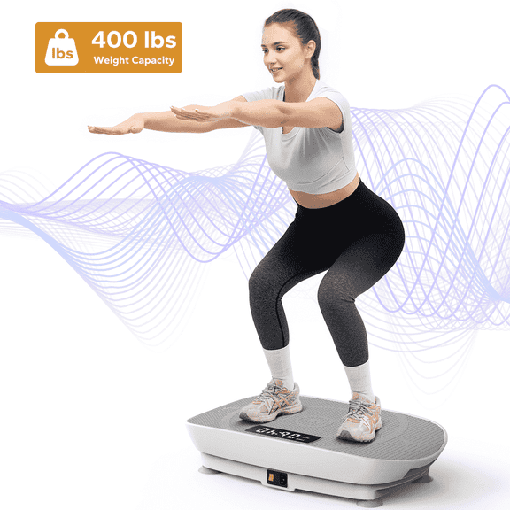 MERACH 400lb Vibrating Plate Muscle Toner Resistance Band Whole Body Vibration Exercise Equipment Machine with Remote Control Home Gym