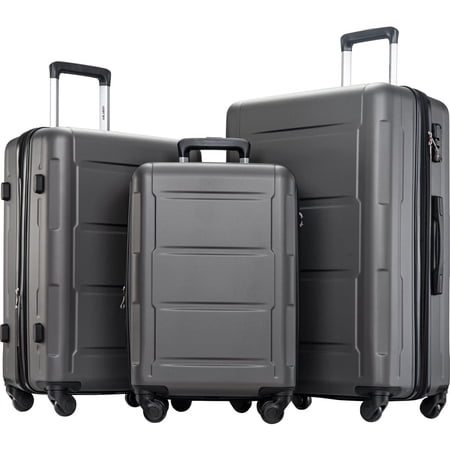 MERAX 3 Piece Luggage Set ABS Lightweight Suitcase with TSA Lock and Expanable Spinner Wheel Berry