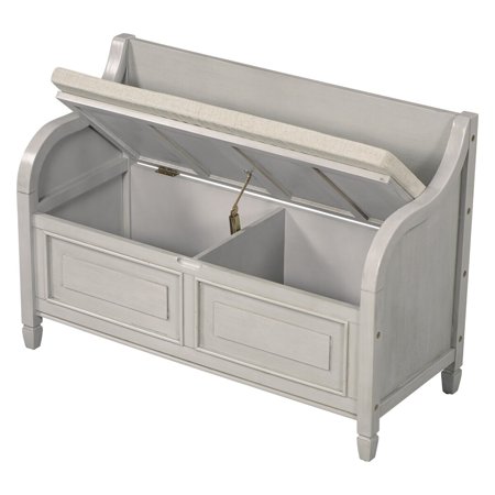 MERAX  42 Rustic Style Solid wood Entryway Multifunctional Storage Bench Gray Wash