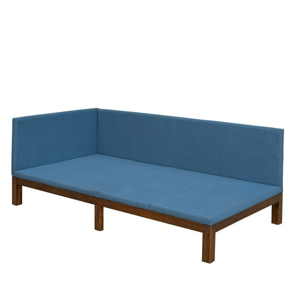 MERAX Upholstered Daybed/Sofa Bed Frame Twin/Full Size Linen Blue - Twin