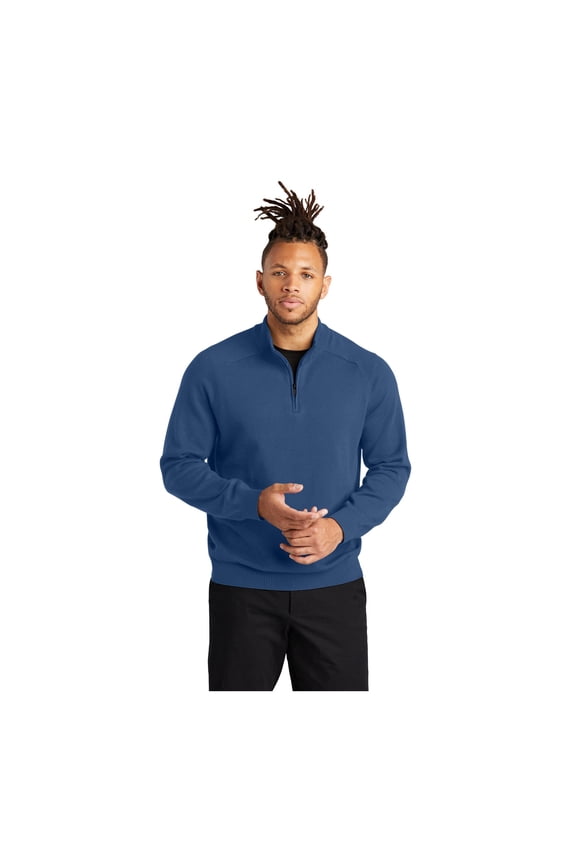 Unisex Quarter Zip Sweater | Mock Neck Sweatshirt for Men & Women, Knit 1/4 Zip for Work & Casual Wear - Insignia Blue XL