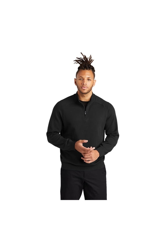 Unisex Quarter Zip Sweater | Mock Neck Sweatshirt for Men & Women, Knit 1/4 Zip for Work & Casual Wear - Deep Black 4XL
