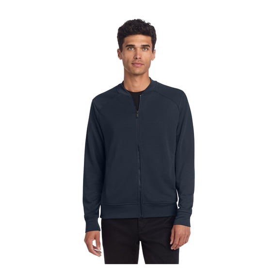 MERCER+METTLE Unisex Double-Knit Bomber | Lightweight Zip Up Jacket for Men & Women, Casual Bomber Jacket for Work - Night Navy XL