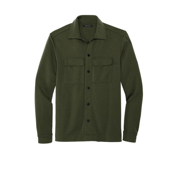MERCER+METTLE Unisex Double-Knit Snap Front Jacket | Button Up Shacket for Men & Women, Collared Overshirt for Casual Wear - Townsend Green 4XL