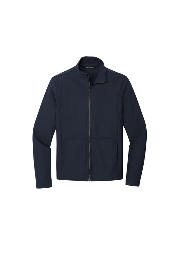 Unisex Faille Soft Shell | Business Casual Jacket for Men & Women, Water Resistant, Lightweight - Night Navy M
