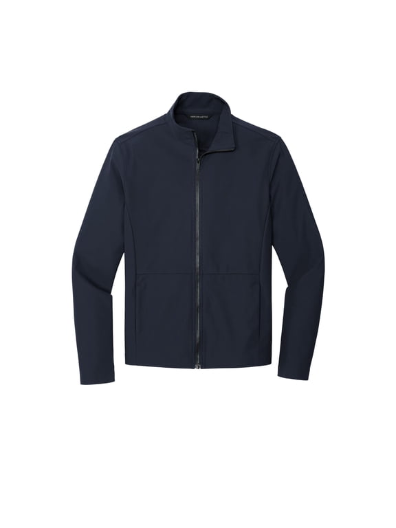 Unisex Faille Soft Shell | Business Casual Jacket for Men & Women, Water Resistant, Lightweight - Night Navy L