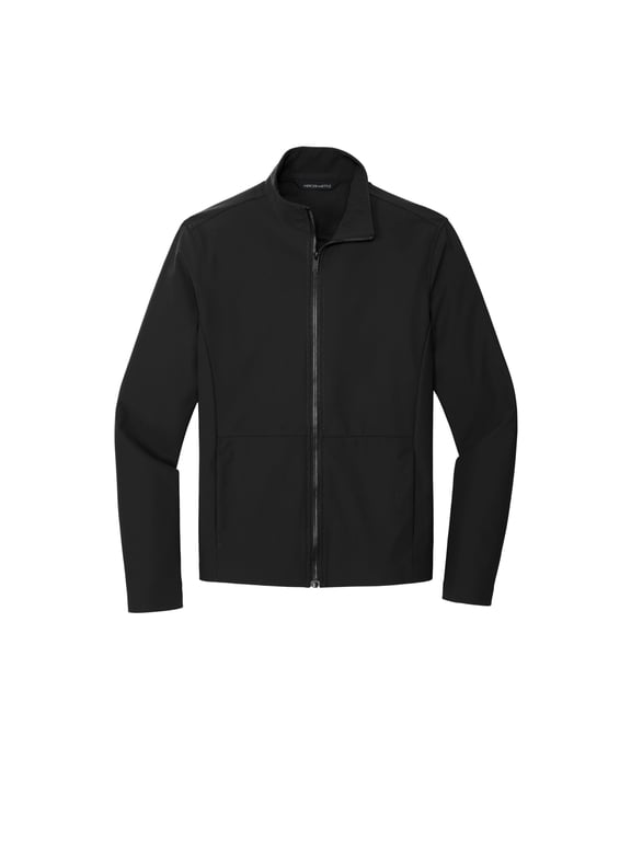 Unisex Faille Soft Shell | Business Casual Jacket for Men & Women, Water Resistant, Lightweight - Deep Black L