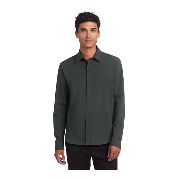 MERCER+METTLE Unisex Long Sleeve Stretch Woven Shirt | Lightweight Button Up for Men & Women, Business Casual Shirt - Anchor Grey 3XL