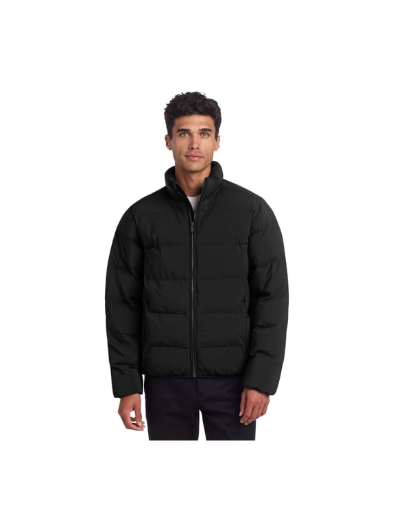 Unisex Puffy Jacket | Water Resistant Winter Jacket for Men & Women, High Loft Insulation, Elastic Cuffs & Hem - Deep Black M