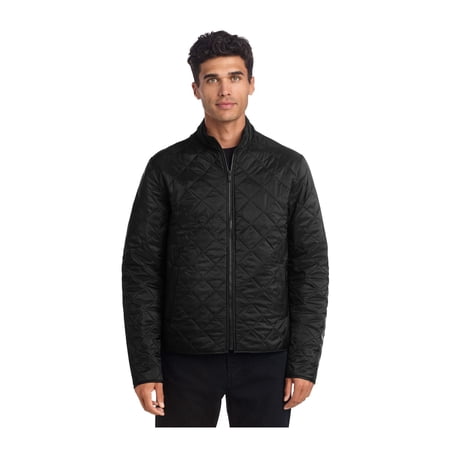 MERCER+METTLE Unisex Quilted Full-Zip Jacket | Padded Bomber for Men & Women, Water Repellent, Lightweight Insulation - Deep Black 4XL