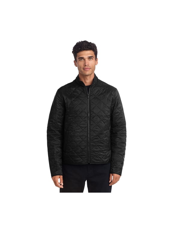 Unisex Quilted Full-Zip Jacket | Padded Bomber for Men & Women, Water Repellent, Lightweight Insulation - Deep Black L