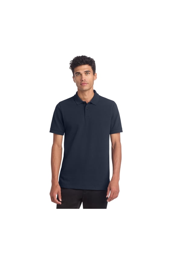 Unisex Stretch Heavyweight Pique Polo | Short Sleeve Collared Shirt for Men & Women, Casual Work Top - Night Navy M