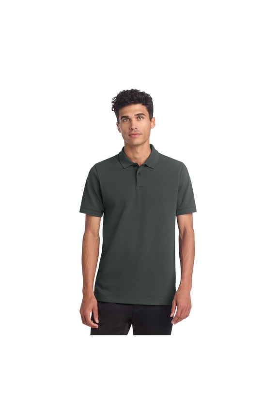 Unisex Stretch Heavyweight Pique Polo | Short Sleeve Collared Shirt for Men & Women, Casual Work Top - Anchor Grey L