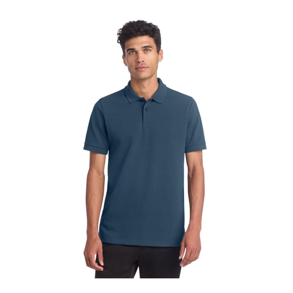 MERCER+METTLE Unisex Stretch Heavyweight Pique Polo | Short Sleeve Collared Shirt for Men & Women, Casual Work Top - Insignia Blue XS