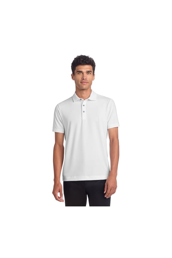 Unisex Stretch Jersey Polo | Short Sleeve Work Polo for Men & Women, Moisture Wicking Jersey Shirt - White XS