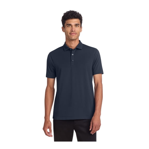 MERCER METTLE Unisex Stretch Jersey Polo | Short Sleeve Work Polo for Men & Women, Moisture Wicking Jersey Shirt - Night Navy 3XL