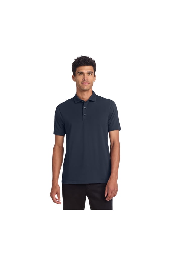 Unisex Stretch Jersey Polo | Short Sleeve Work Polo for Men & Women, Moisture Wicking Jersey Shirt - Night Navy L