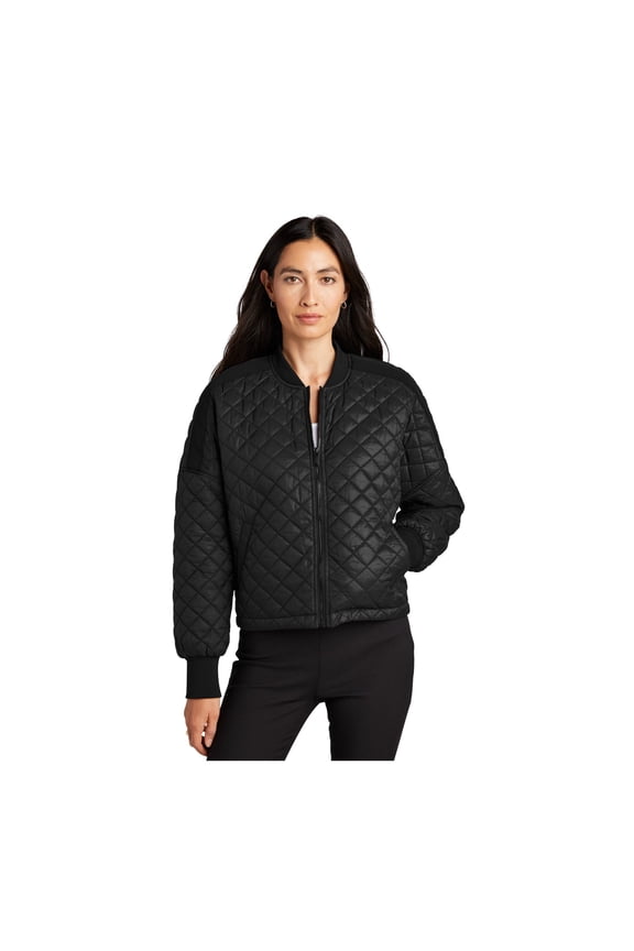 Women's Boxy Quilted Jacket | Padded Bomber Jacket for Women, Water Repellent Finish, Lightweight Insulation - Deep Black XS