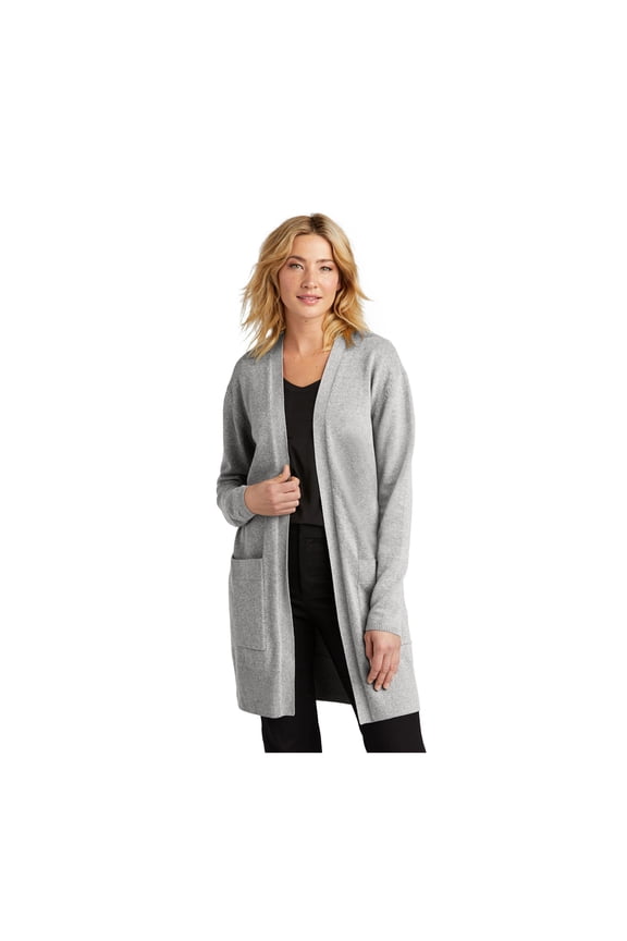 Women's Open-Front Cardigan Sweater | Soft & Stretchy Cardigan for Women, Casual Open Sweater for Work - Gusty Grey Heather L