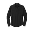 thumbnail image 1 of MERCER+METTLE Women's Stretch Crepe Long Sleeve Camp | Lightweight Button Up Shirt for Women, Collared Shirt for Work - Deep Black 4XL, 1 of 2