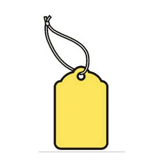 MERCHANDISE TAGS, Yellow, Size 5, 1-3/4" x 1-1/8", with Knotted String - PACK OF 1,000
