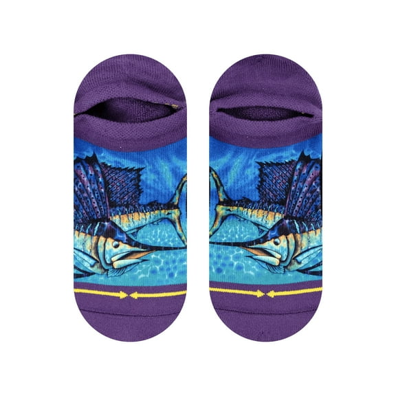 MERGE4 Daniel Jean-Baptiste Sail Fish Large No Show Socks for Men and Women Purple Blue Swordfish Aquatic Compression Socks Most Comfortable