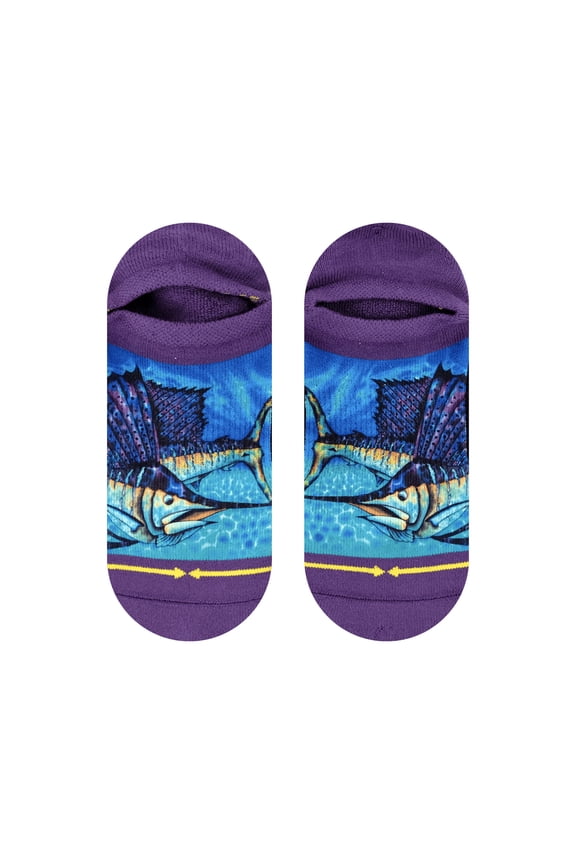 Daniel Jean-Baptiste Sail Fish Large No Show Socks for Men and Women Purple Blue Swordfish Aquatic Compression Socks Most Comfortable