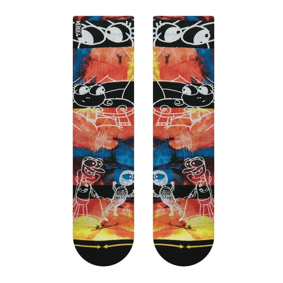 MERGE4 Lucile Packard Eyeballs Medium Crew Socks for Men and Women Black Red Striped Compression Cushioned