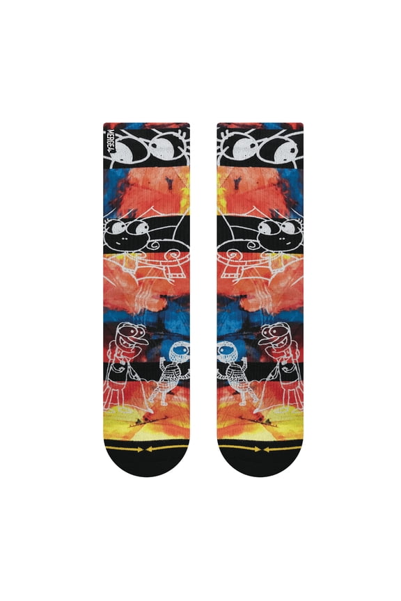 Lucile Packard Eyeballs Medium Crew Socks for Men and Women Black Red Striped Compression Cushioned