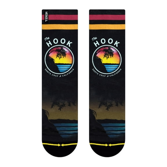 MERGE4 Slidertown The Hook Large Crew Socks for Men and Women Local Surf Spot Style Compression Comfort