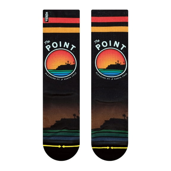 MERGE4 Slidertown The Point Medium Crew Socks for Men and Women Local Surf Spot Comfort Cushioned