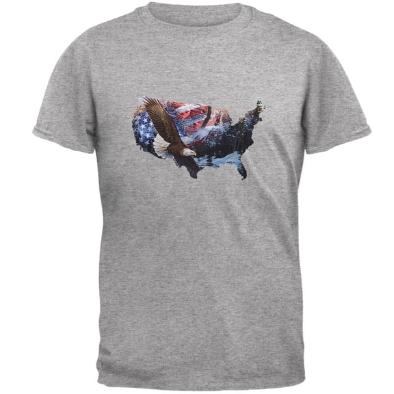 MERICA Est 1776 Eagles Heather Grey Adult T-Shirt - Medium