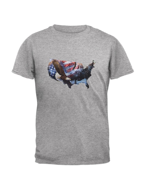 MERICA Est 1776 Eagles Heather Grey Adult T-Shirt - Medium