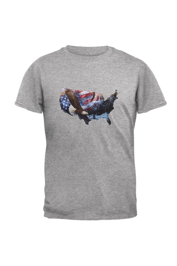 MERICA Est 1776 Eagles Heather Grey Adult T-Shirt - Small