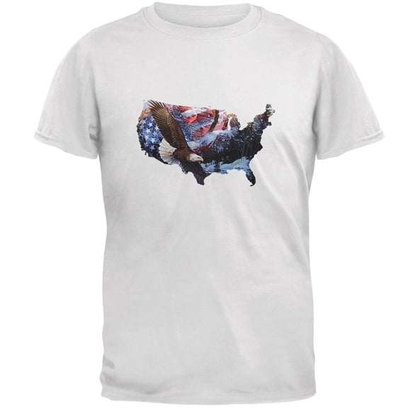 MERICA Est 1776 Eagles White Adult T-Shirt - Medium