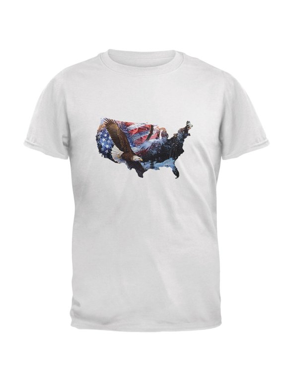 MERICA Est 1776 Eagles White Adult T-Shirt - Medium