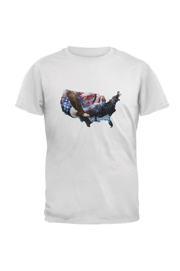 MERICA Est 1776 Eagles White Adult T-Shirt - X-Large