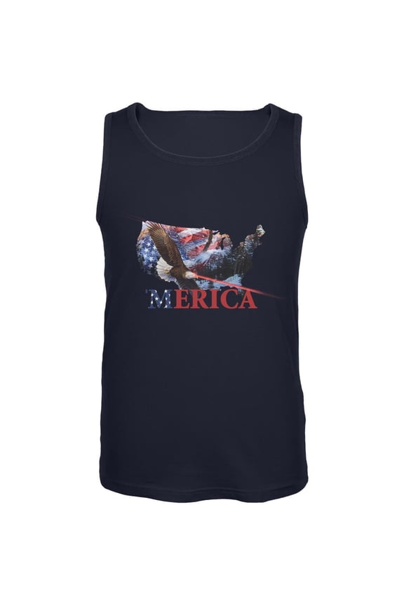 MERICA Laser Eagles Navy Adult Tank Top - Large