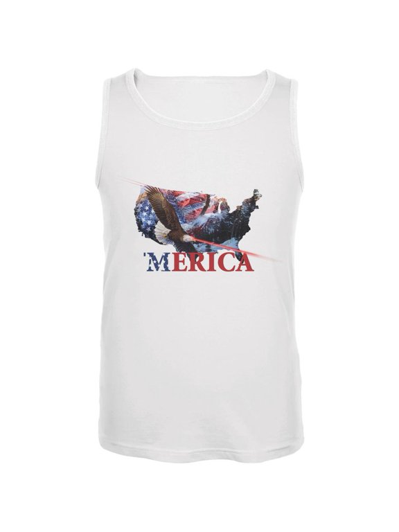 MERICA Laser Eagles White Adult Tank Top - Medium