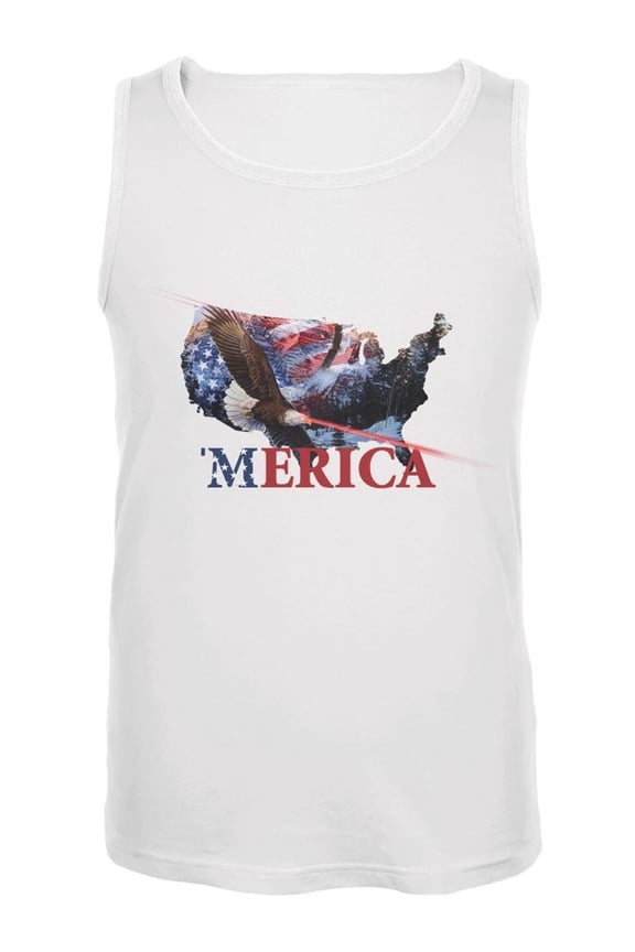 MERICA Laser Eagles White Adult Tank Top