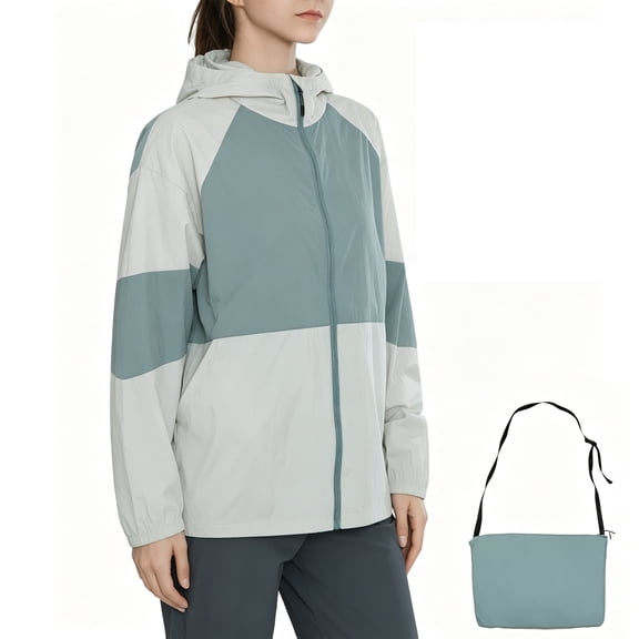 MERIDIANA Women's Lightweight Jacket - Packable Hooded Windbreaker with Sling Bag