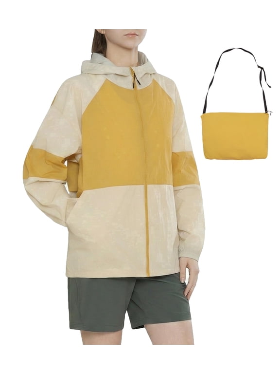 Women's Lightweight Jacket - Packable Hooded Windbreaker with Sling Bag