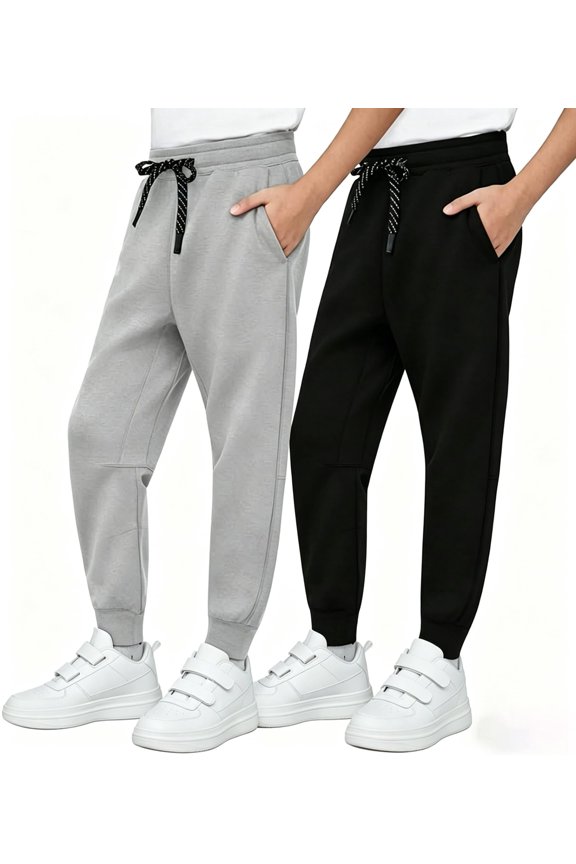 Boys' Scuba Joggers 2-Pack - Tapered Athletic Sweatpants for School, Sports & Daily Wear