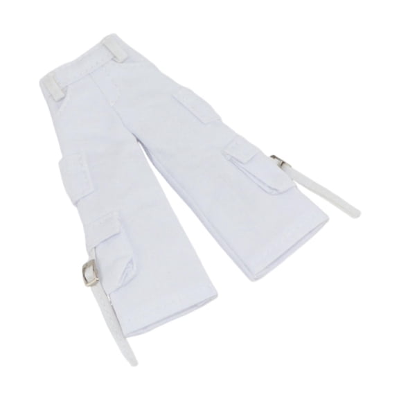 MERIGLARE 1:12 Cargo Pants Handmade Doll Clothes, Miniature Clothing for 6 inch Doll Model Figures Body White