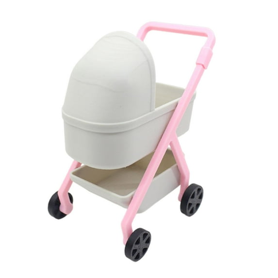 MERIGLARE 1/12 Scale Dollhouse Carriage Toy Dolls Crib Model Handmade Mini Bassinet Ornaments Crafted Accessories Scene Decor Grey