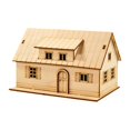 thumbnail image 1 of MERIGLARE 1/60 Wooden Miniature House Unpainted Ornament 3D Accessory Architecture Scene Landscape Building Model for Teens Adults Gift Style D, 1 of 8
