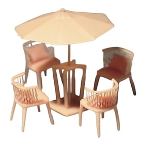 MERIGLARE 1/64 Miniature Table Chair Set Mini Furniture Model Decoration Creative Tiny Resin Modern Desk Chair Set Diorama Accessories Style D